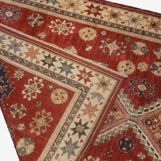 Afghan Super Kazak rug hand knotted pure wool pile 218cm x 149cm