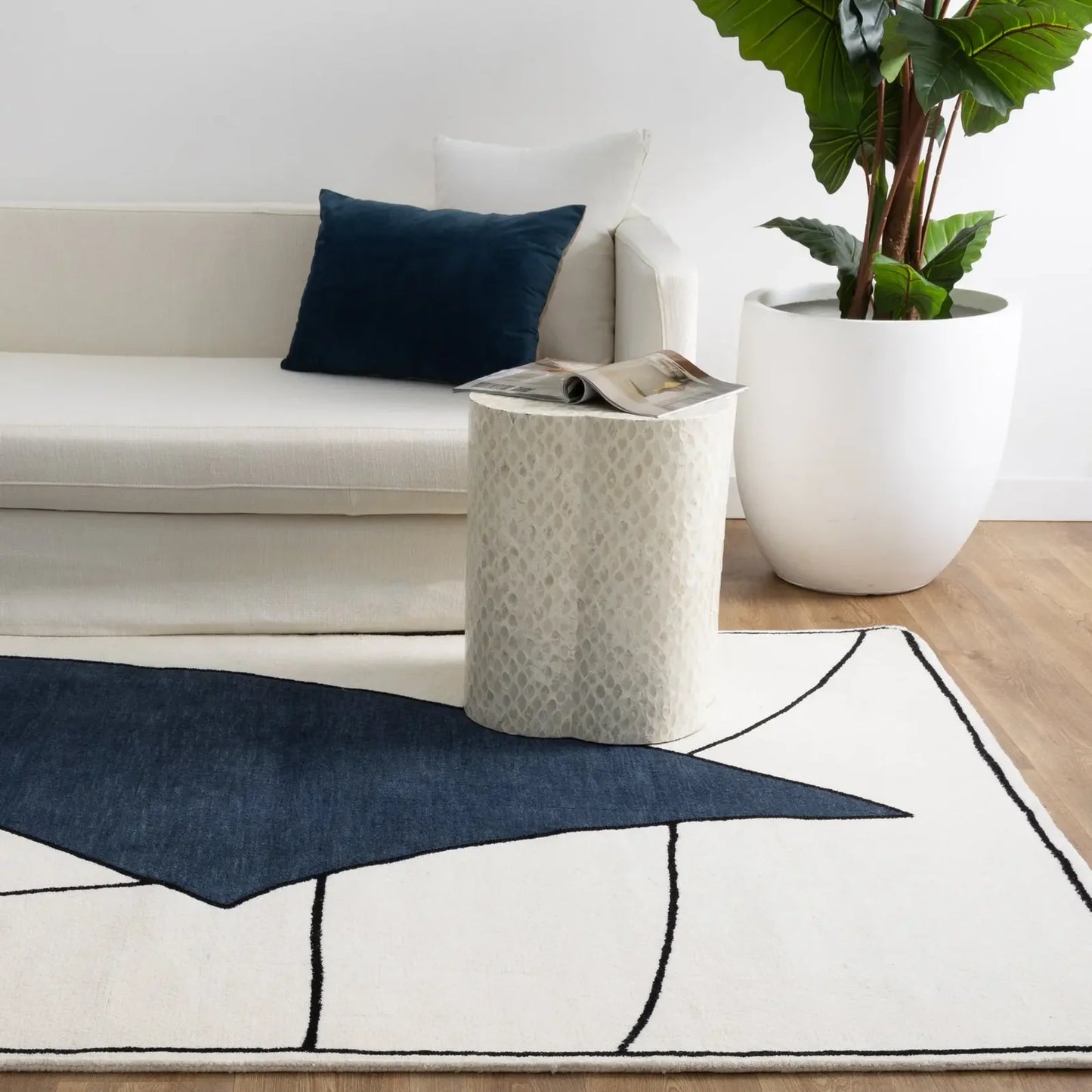 Como Blue Designer Wool Rug