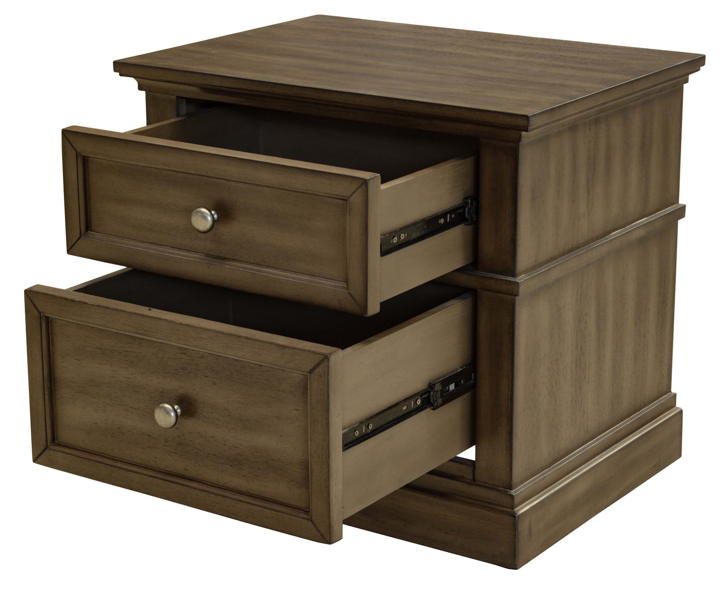 Whyalla Wood Smoked 2 Drawer Bedside Table