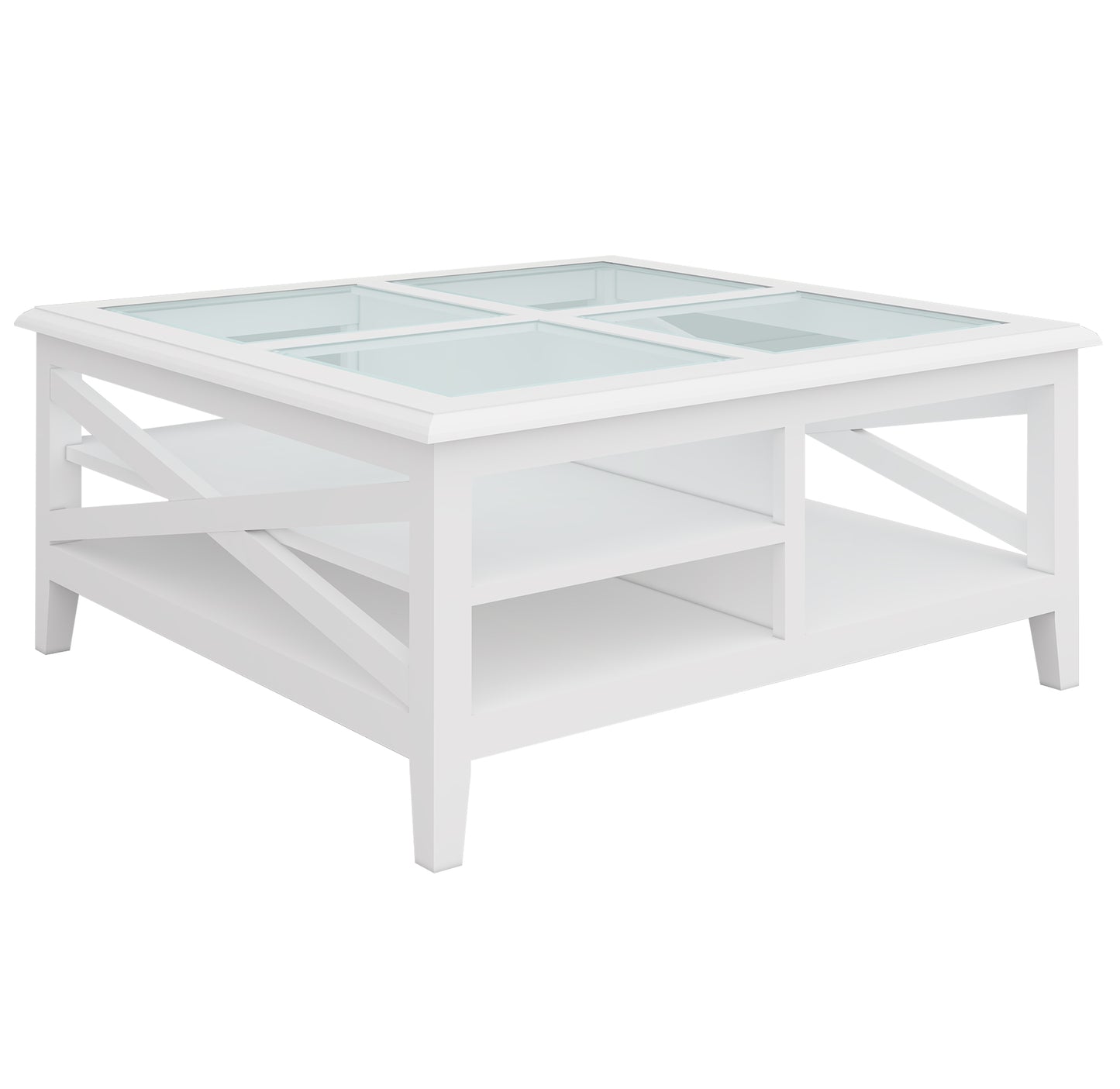 Hampton White Glass Top Coffee Table