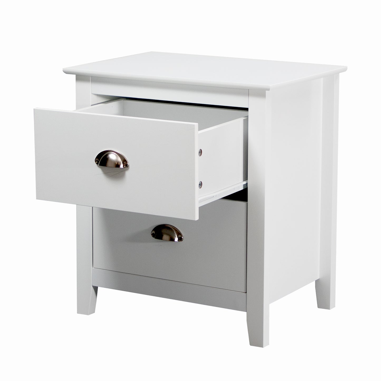 Costway White 2 Drawer Bedside Table