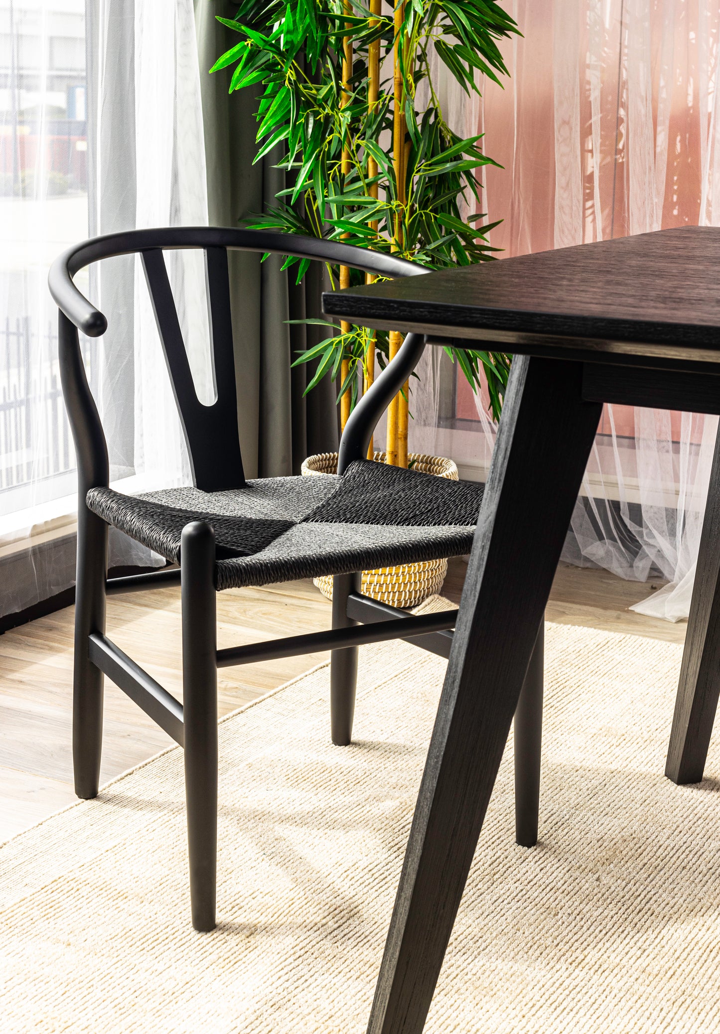 ELLA WISHBONE DIN CHAIR 57X55X74CM-BLK