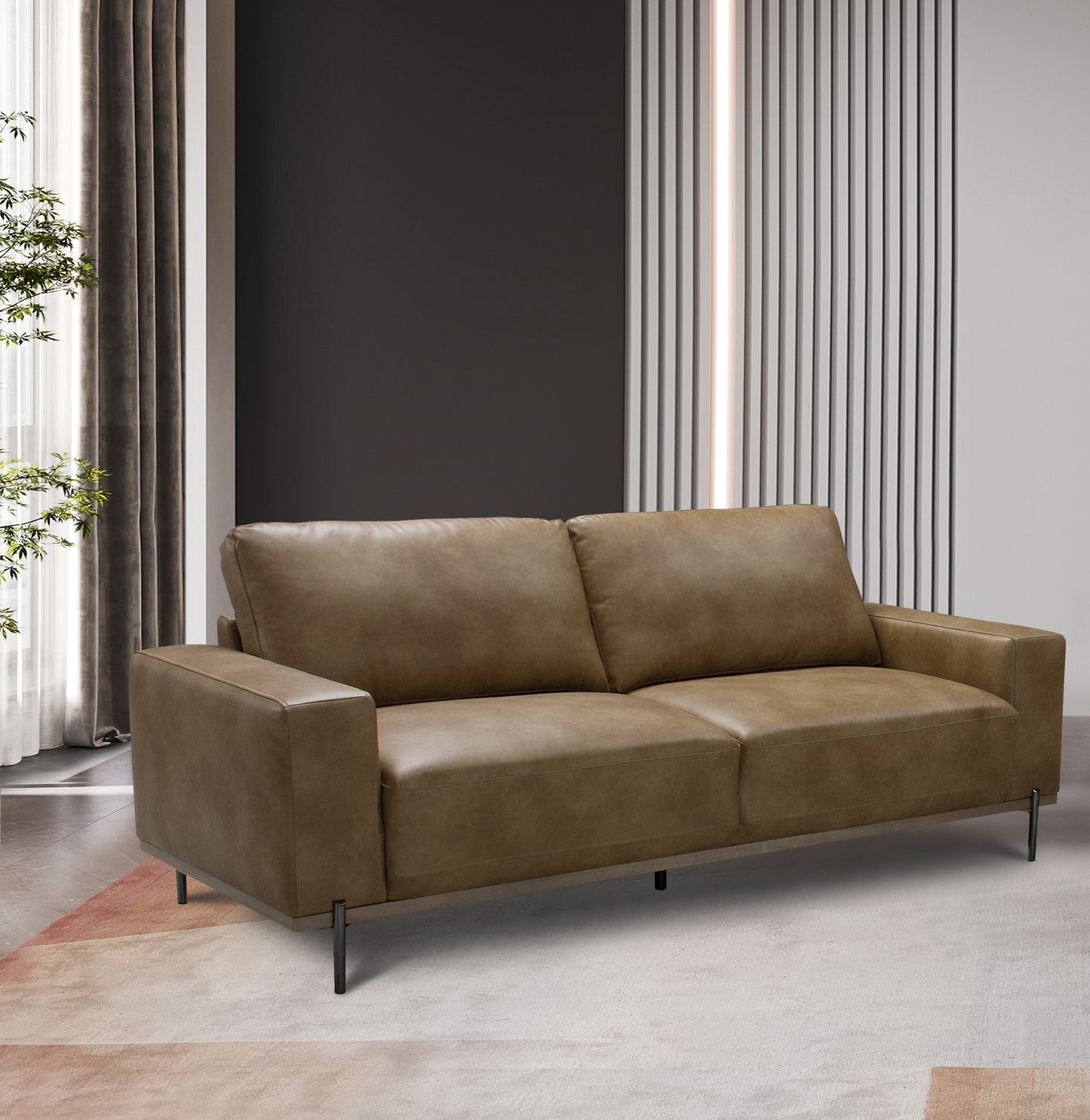 Panama Brown Fabric 3 Seater Sofa