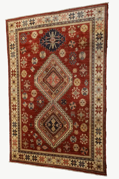 Afghan Super Kazak rug hand knotted pure wool pile 218cm x 149cm