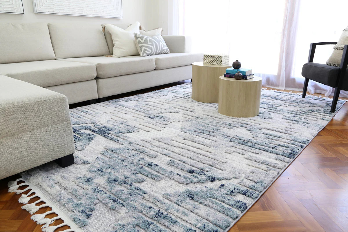 Bilbao Blue & Grey Geometric Rug