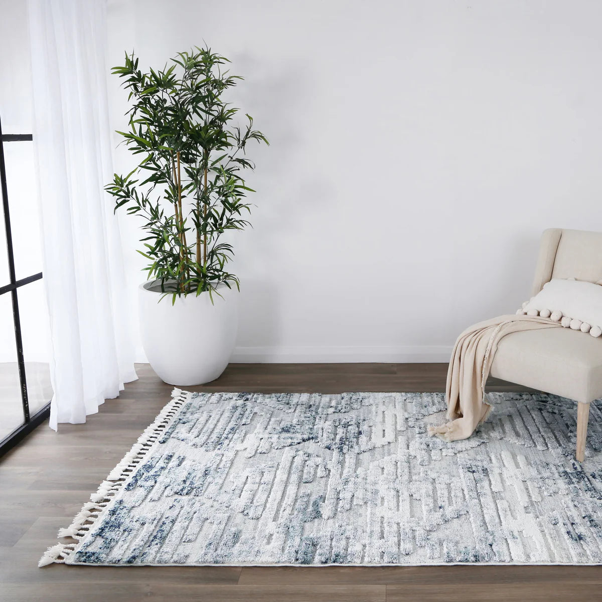 Bilbao Blue & Grey Geometric Rug