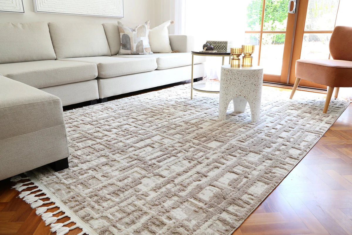 Bilbao Beige Kubra Contemporary Rug