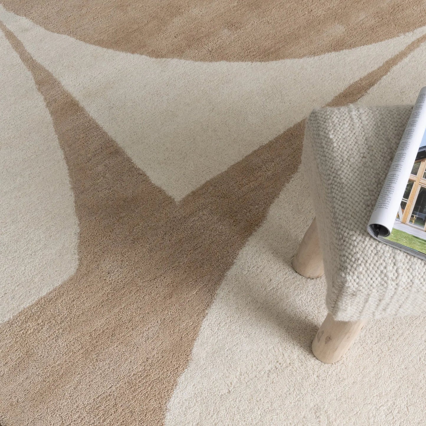 Carina   Ivory   Beige   Wool   Rug