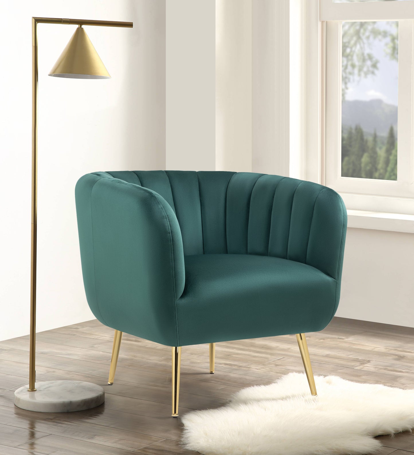 Cecil Green Valvet Fabric Tub Chair