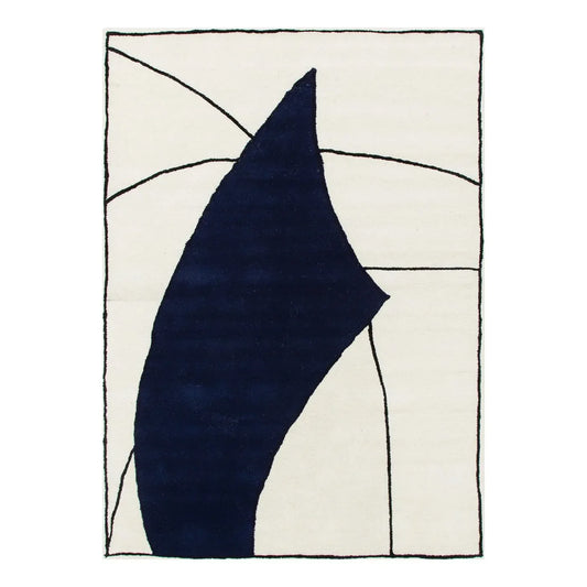 Como   Blue   Designer   Wool   Rug