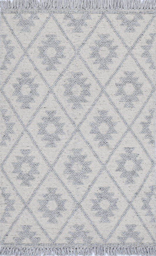 Dorian Geometric Grey Wool Rug
