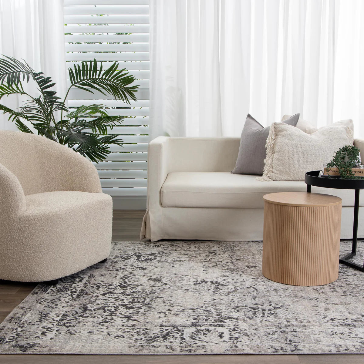 Quadalio Natural Motif Platinum Rug