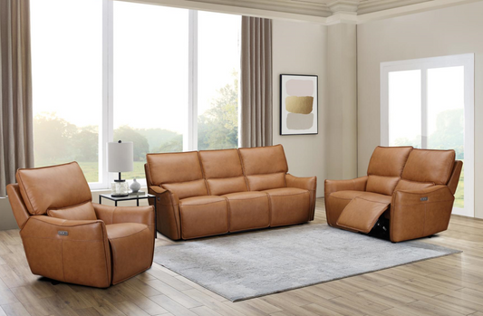 Seltos Tan Leather 2 Seater Electric Recliner
