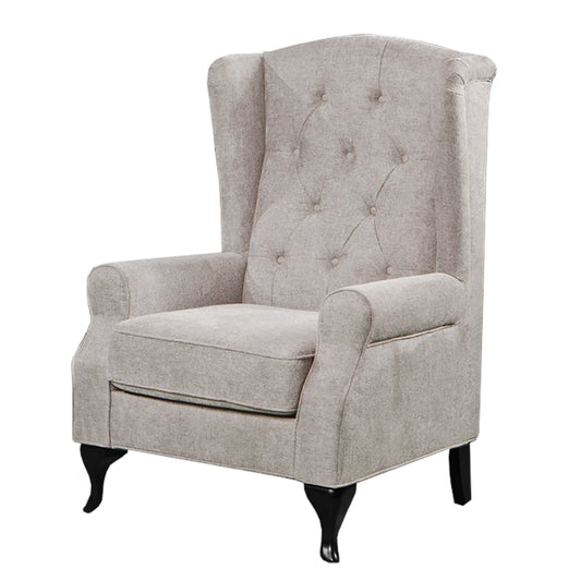 Taegon Beige Wing Chair With Studs