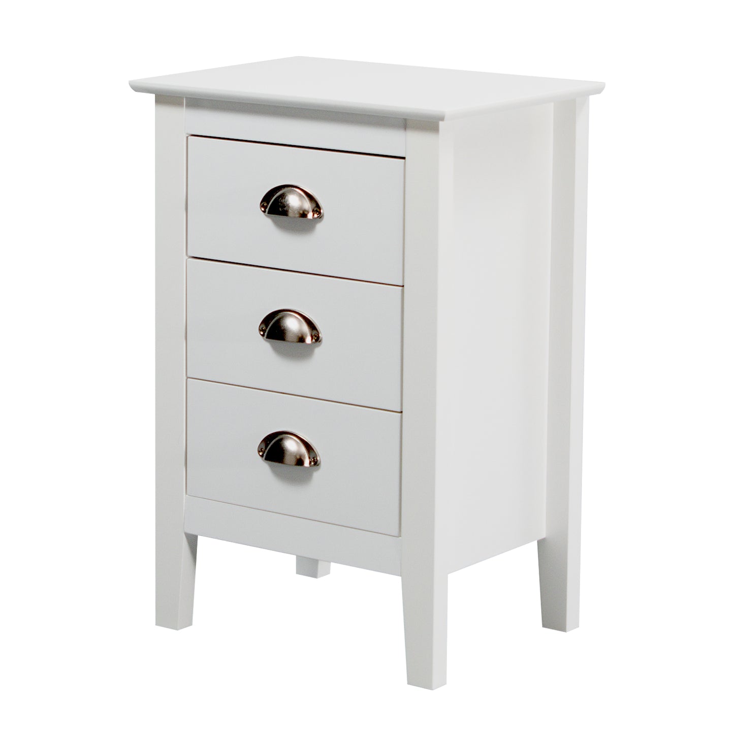 Costway White 3 Drawer Bedside Table