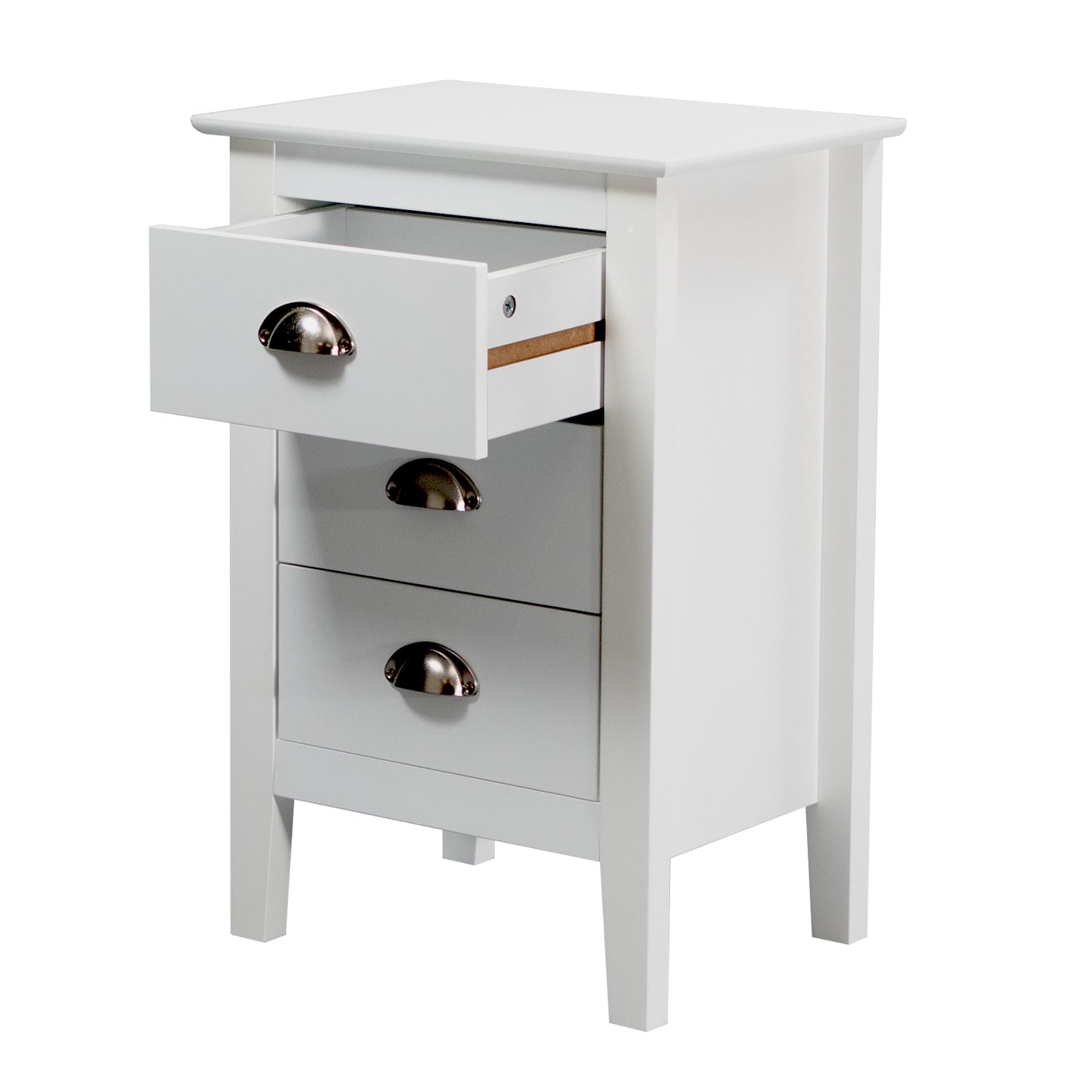 Costway White 3 Drawer Bedside Table