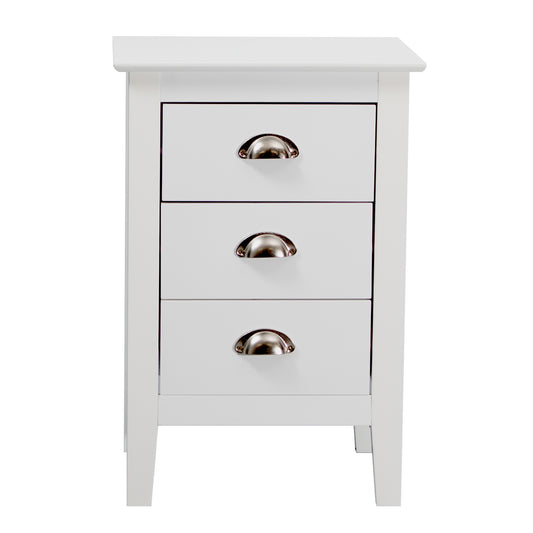 Costway White 3 Drawer Bedside Table