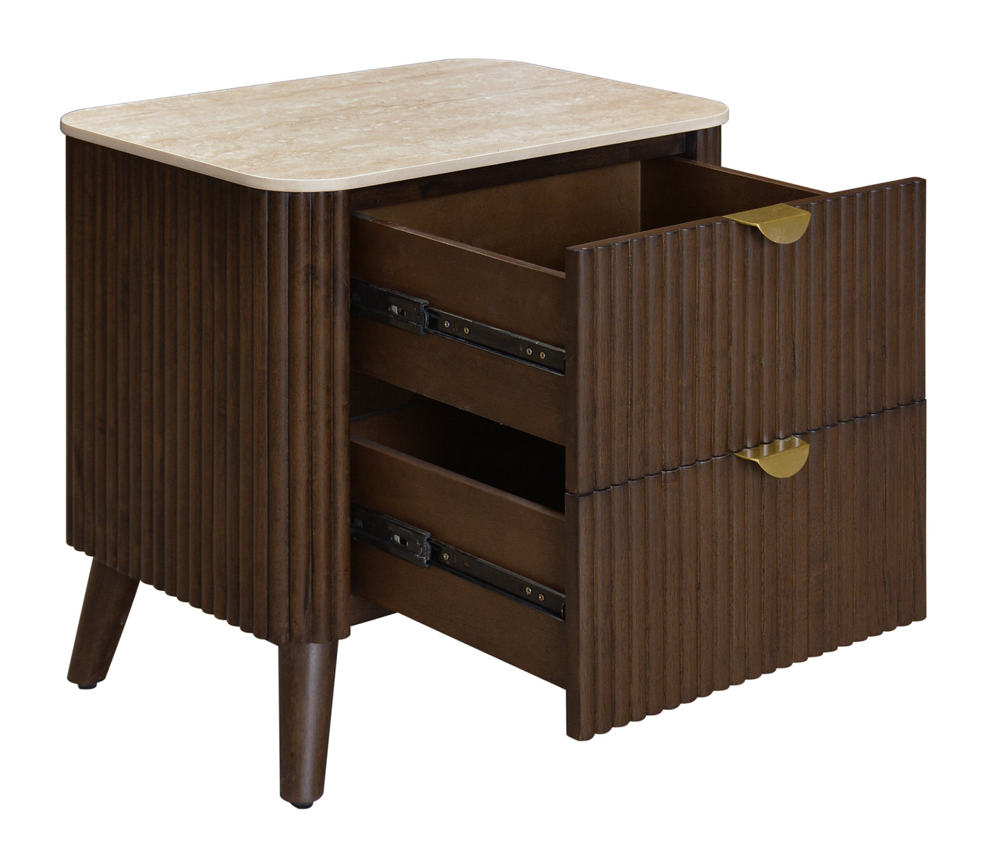 Cotswold Walnut 2 Drawer Bedside Table