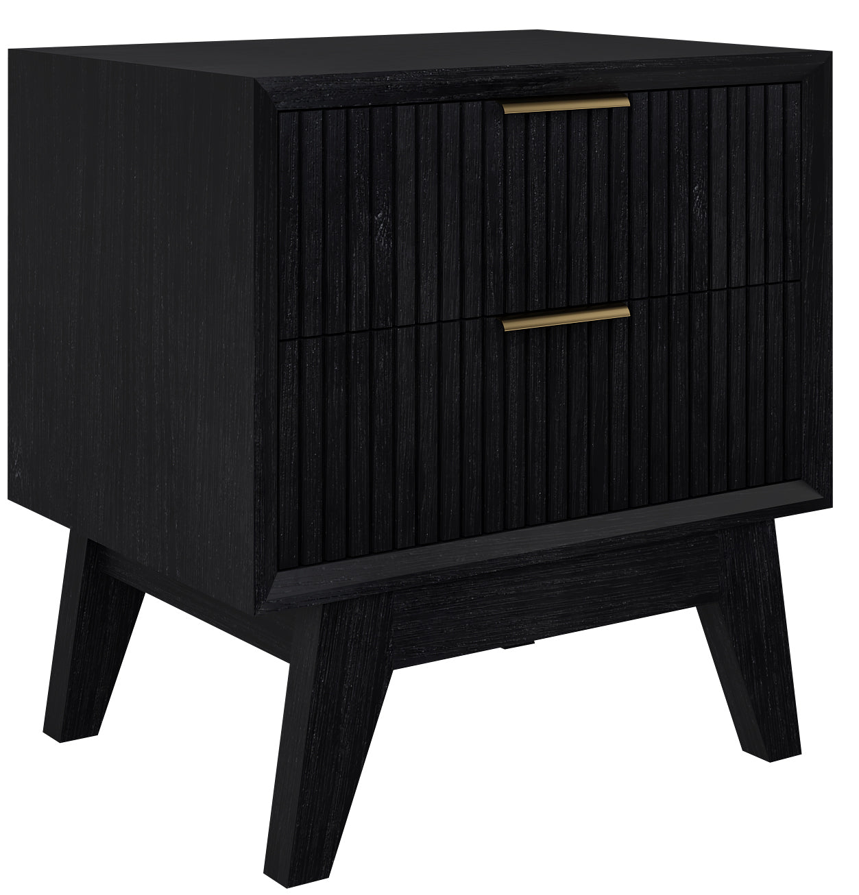 Ella Brushed Black 2 Drawer bedside Table