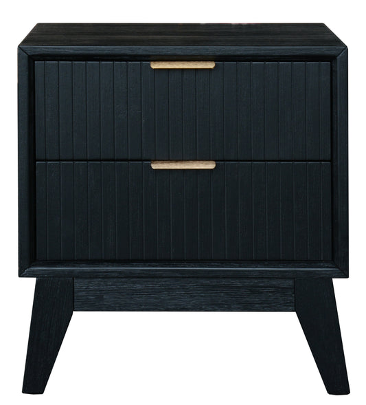 Ella Brushed Black 2 Drawer bedside Table