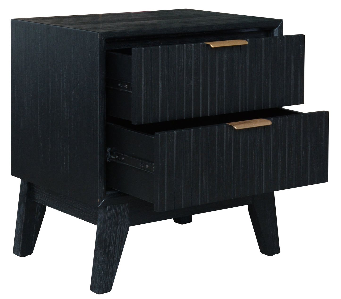 Ella Brushed Black 2 Drawer bedside Table