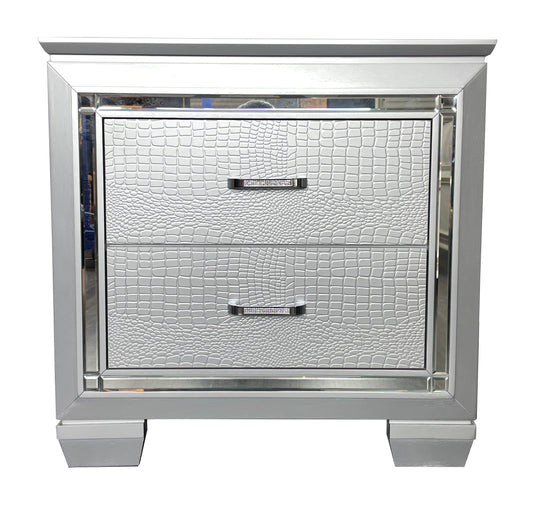 Veronica Silver 2 Drawer Bedside Table