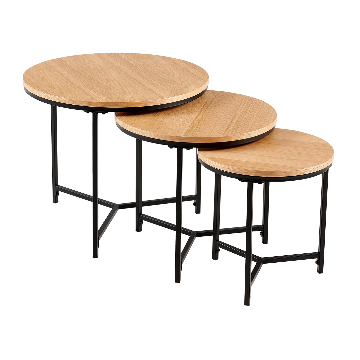 Ledora Oak/Black 3 Piece Coffee Table Set