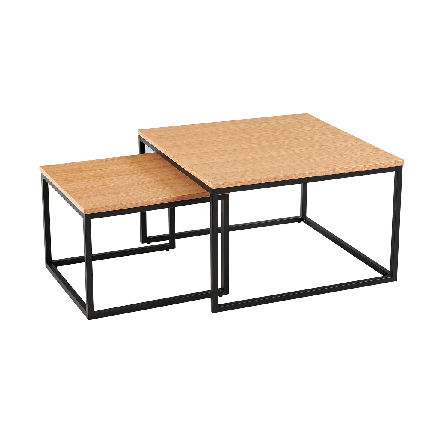 Vidal Oak/Black 2 Pieces Coffee Table Set