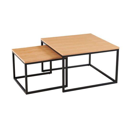 Vidal Oak/Black 2 Pieces Coffee Table Set