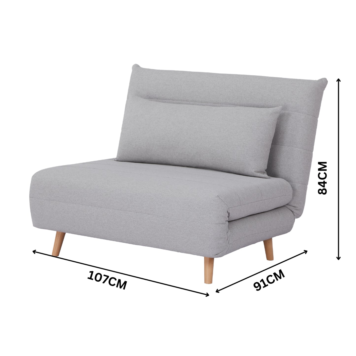 Audrey Light Grey Fabric Single Sofa Bed