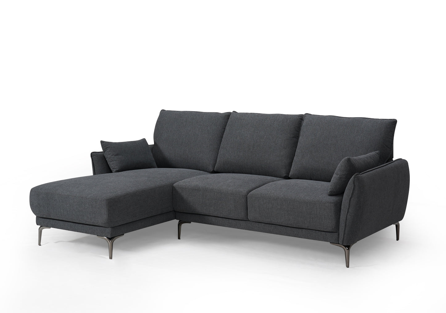 Kayla Grey Fabric 2 Seater Sofa with LHF Chaise