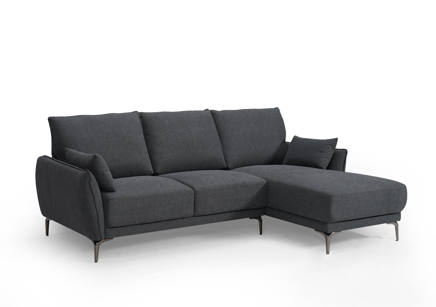Kayla Grey Fabric 2 Seater Sofa With Chaise
