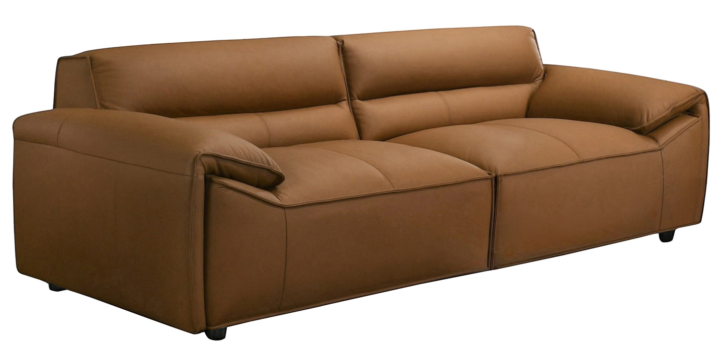 Zander Tan Leather 3 Seater Sofa