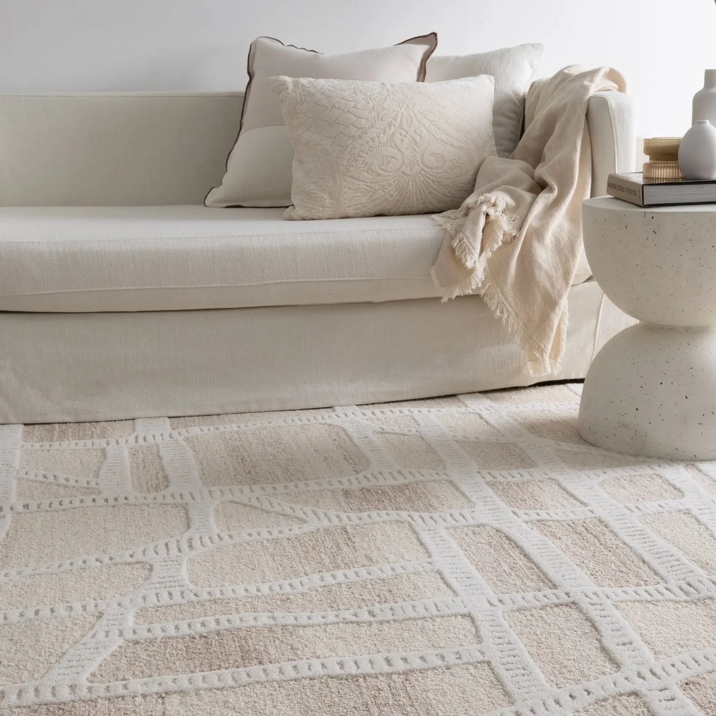 Wattle  Ivory  Beige  Wool  Rug