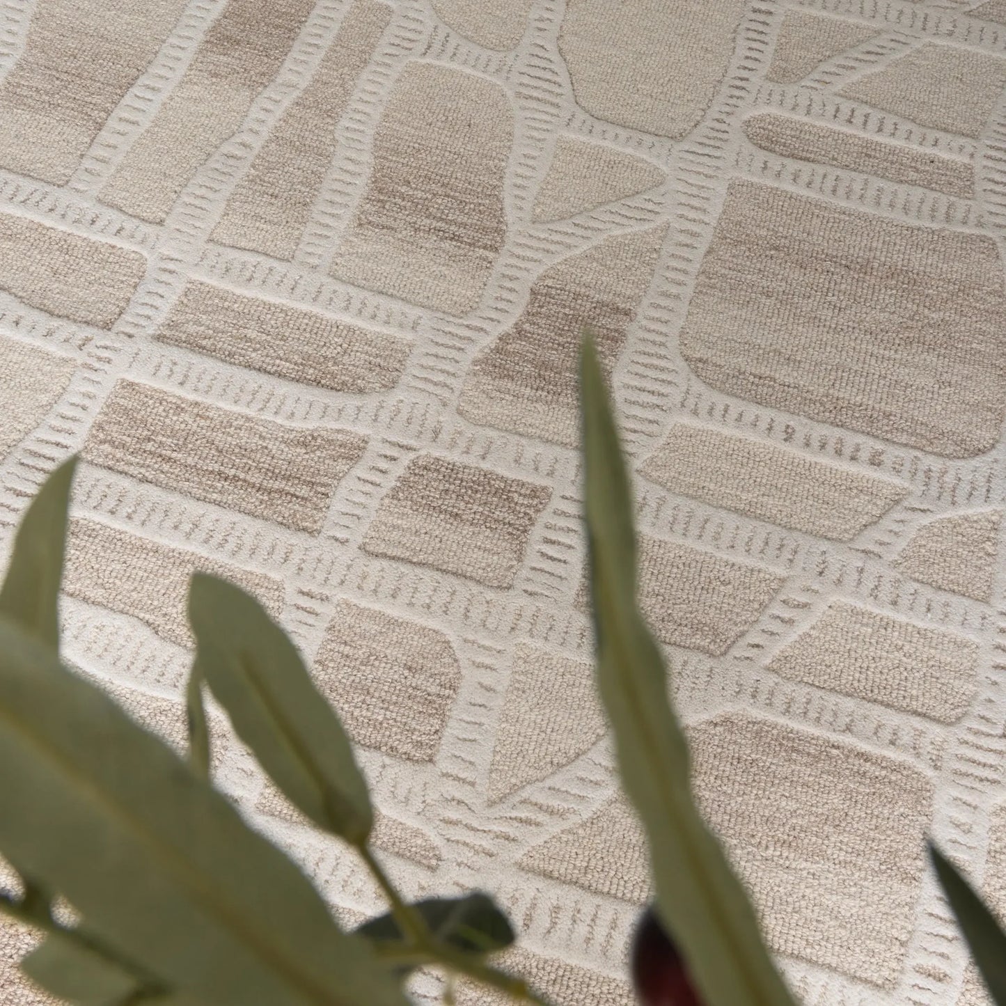Wattle  Ivory  Beige  Wool  Rug