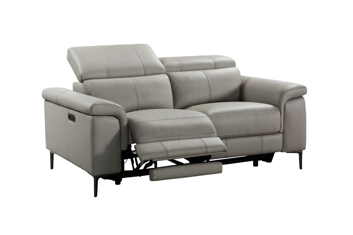 Kevin Taupe Leather 2 Seater Electric Recliner