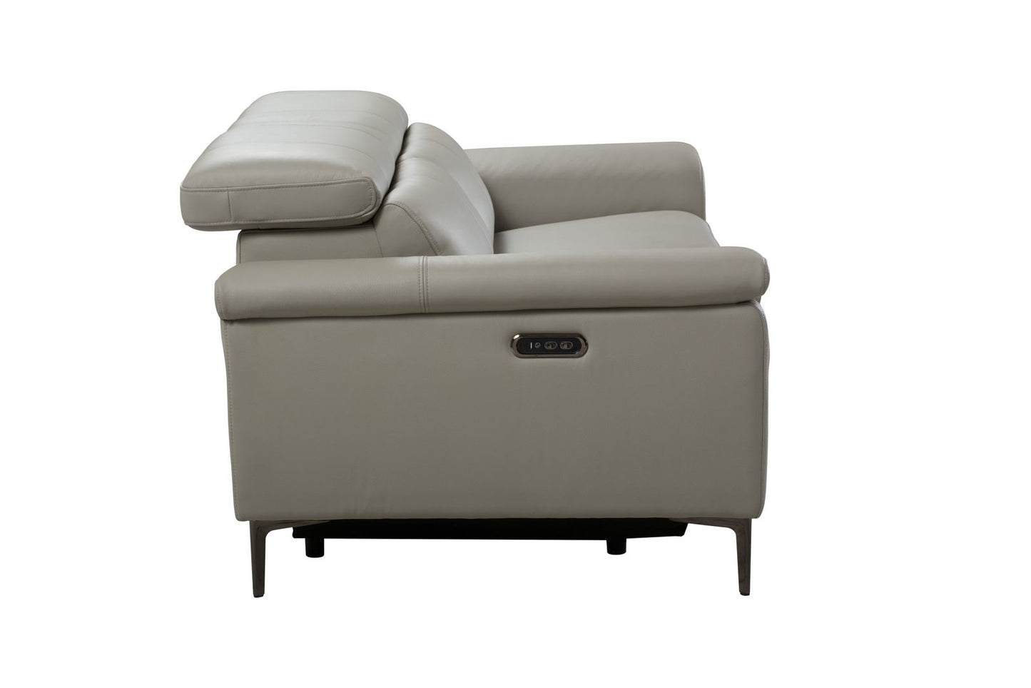 Kevin Taupe Leather 2 Seater Electric Recliner