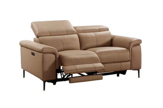 Kevin Mocha Leather 2 Seater Electric Recliner